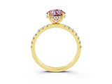 Yellow gold Round Cut Morganite Pave Band Solitaire Ring with Four-Prong Setting_27