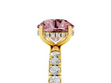 Yellow gold Round Cut Morganite Pave Band Solitaire Ring with Four-Prong Setting_29