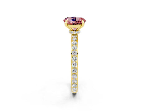 Yellow gold Round Cut Morganite Ring with Pavé Band and Four-Prong Setting_2
