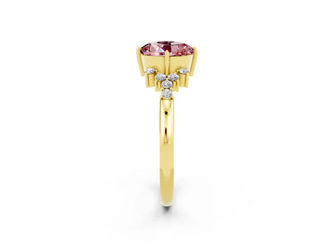 Yellow gold Round Cut Morganite Ring with Side Stones and Four-Prong Setting_38