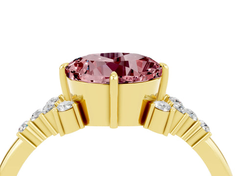 Yellow gold Round Cut Morganite Ring with Side Stones and Four-Prong Setting_40