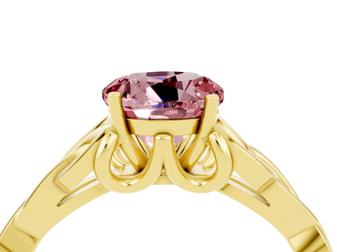 Yellow gold Round Cut Morganite Solitaire Celtic Knot Ring with Four-Prong Setting_16