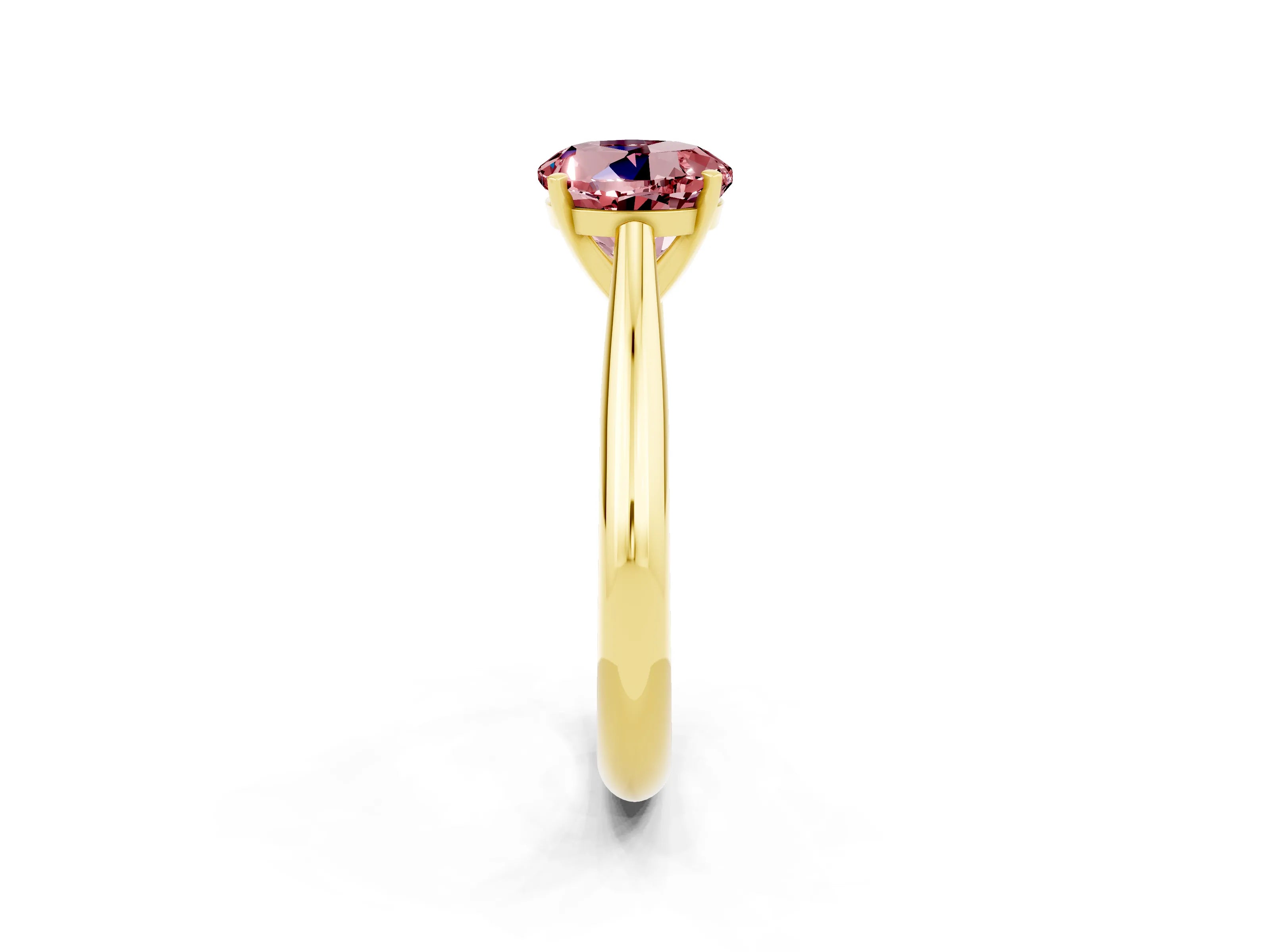 Yellow gold Round Cut Morganite Solitaire Engagement Ring with Cathedral Setting and Four-Prong Mount_14