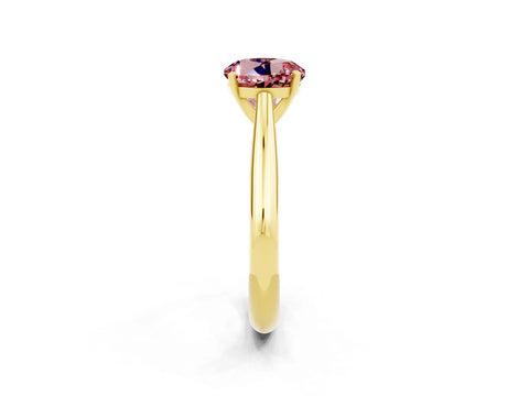 Yellow gold Round Cut Morganite Solitaire Engagement Ring with Cathedral Setting and Four-Prong Mount_14