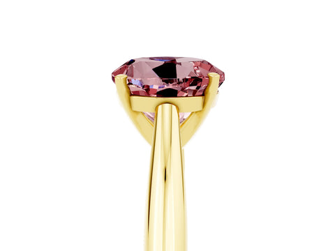 Yellow gold Round Cut Morganite Solitaire Engagement Ring with Cathedral Setting and Four-Prong Mount_17