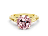 Yellow gold Round Cut Morganite Solitaire Engagement Ring with Cathedral Setting and Four-Prong Mount_24