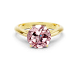 Yellow gold Round Cut Morganite Solitaire Engagement Ring with Cathedral Setting and Four-Prong Mount_30