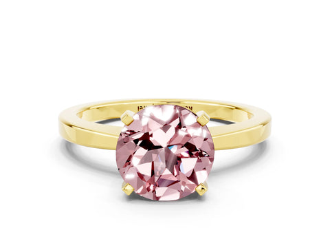 Yellow gold Round Cut Morganite Solitaire Engagement Ring with Classic Band and Four-Prong Setting_24