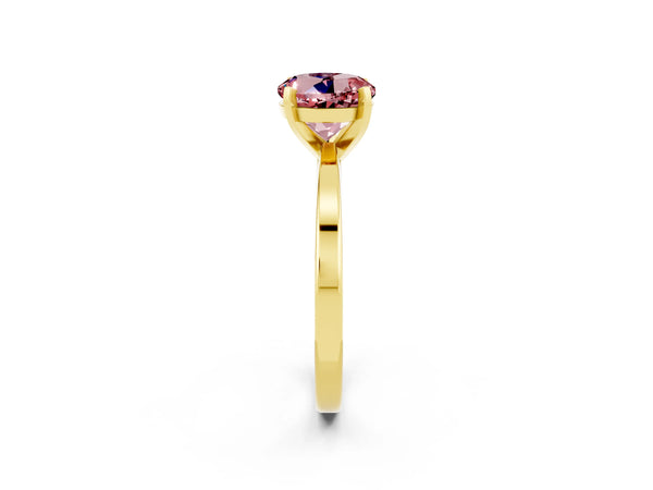 Yellow gold Round Cut Morganite Solitaire Engagement Ring with Classic Band and Four-Prong Setting