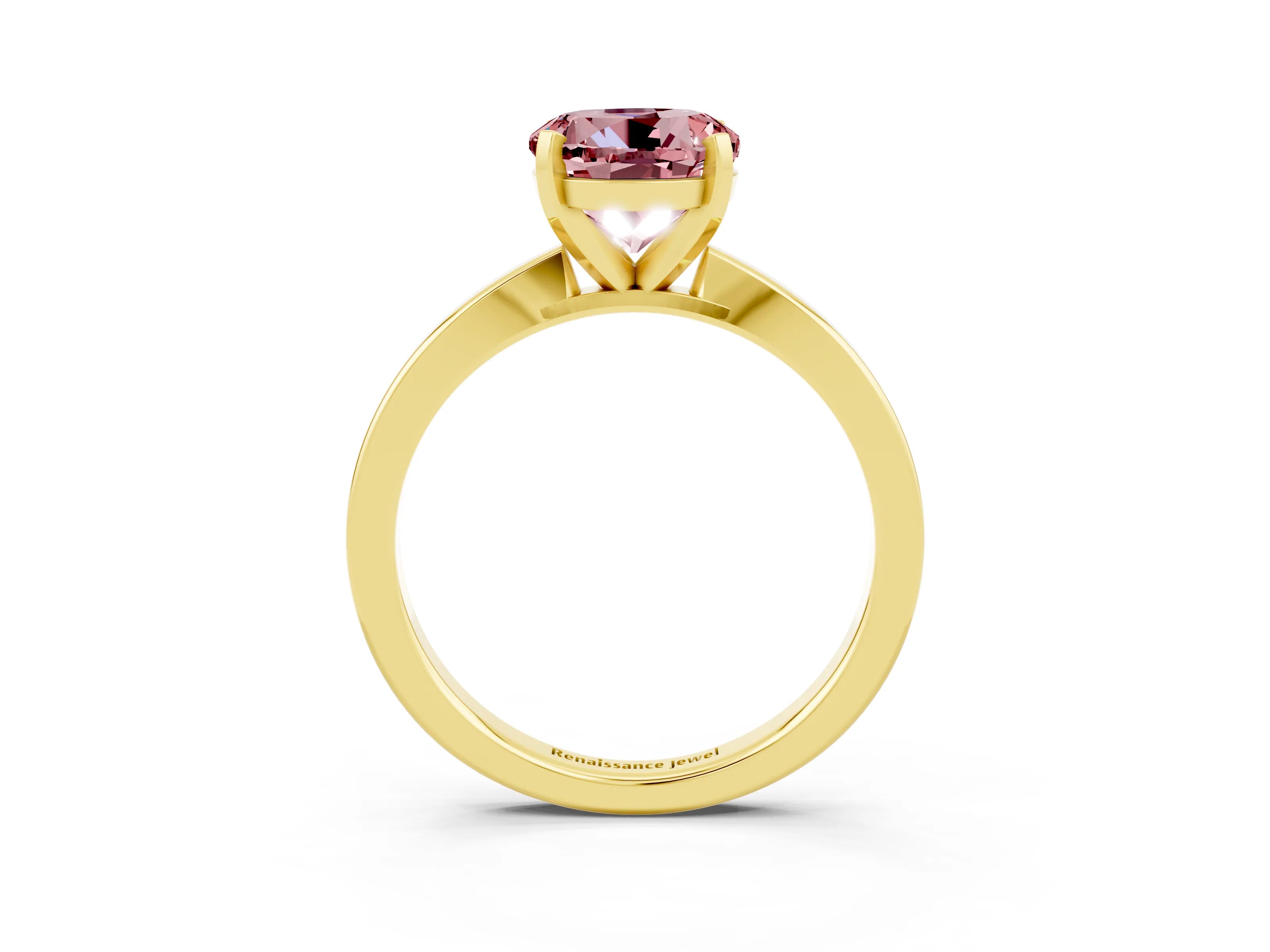 Yellow gold Round Cut Morganite Solitaire Engagement Ring with Classic Band and Four-Prong Setting_27