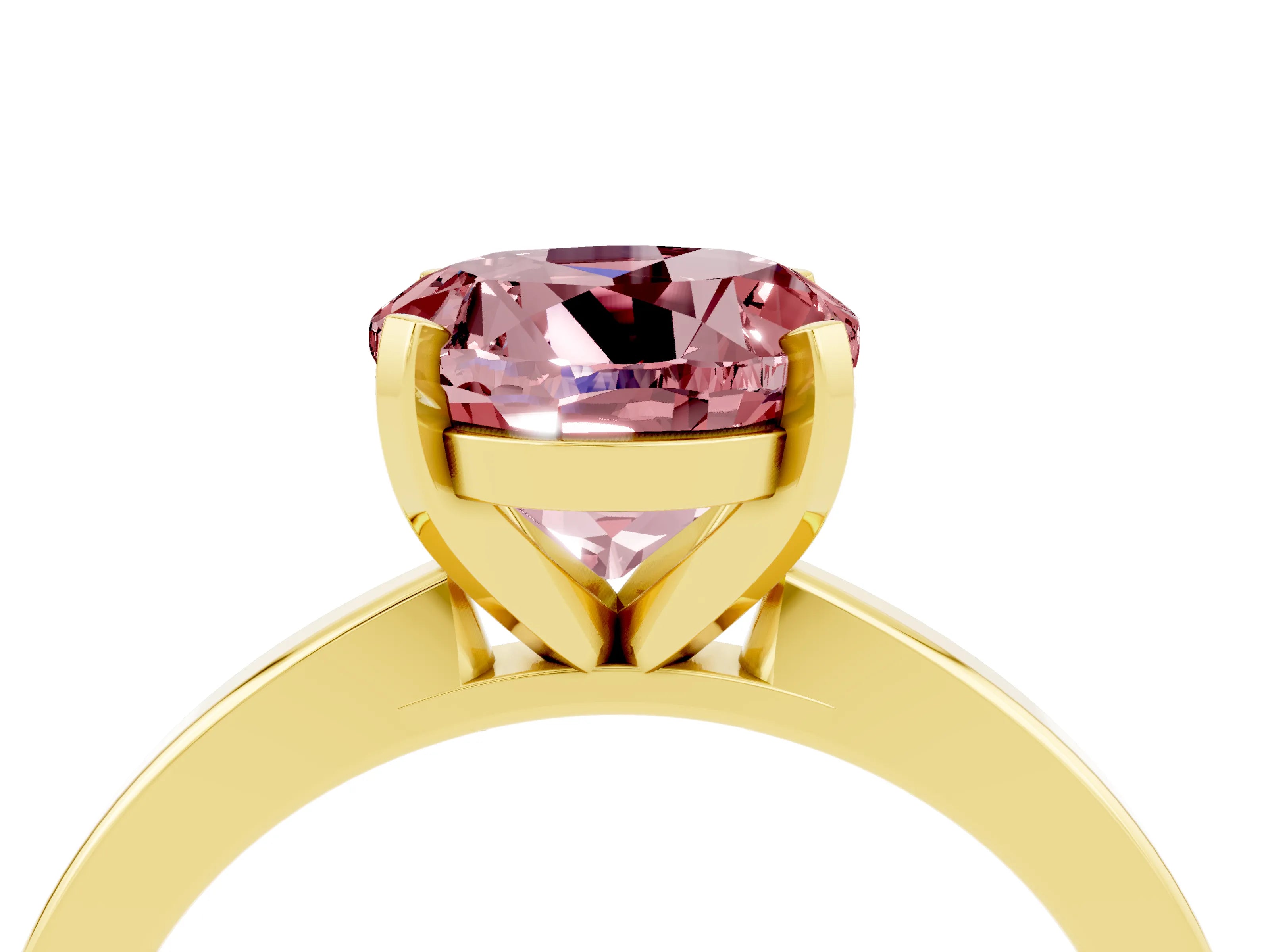 Yellow gold Round Cut Morganite Solitaire Engagement Ring with Classic Band and Four-Prong Setting_28