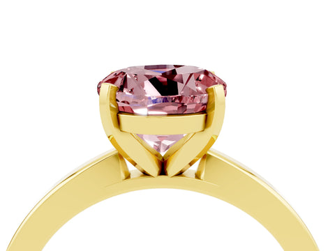Yellow gold Round Cut Morganite Solitaire Engagement Ring with Classic Band and Four-Prong Setting_28