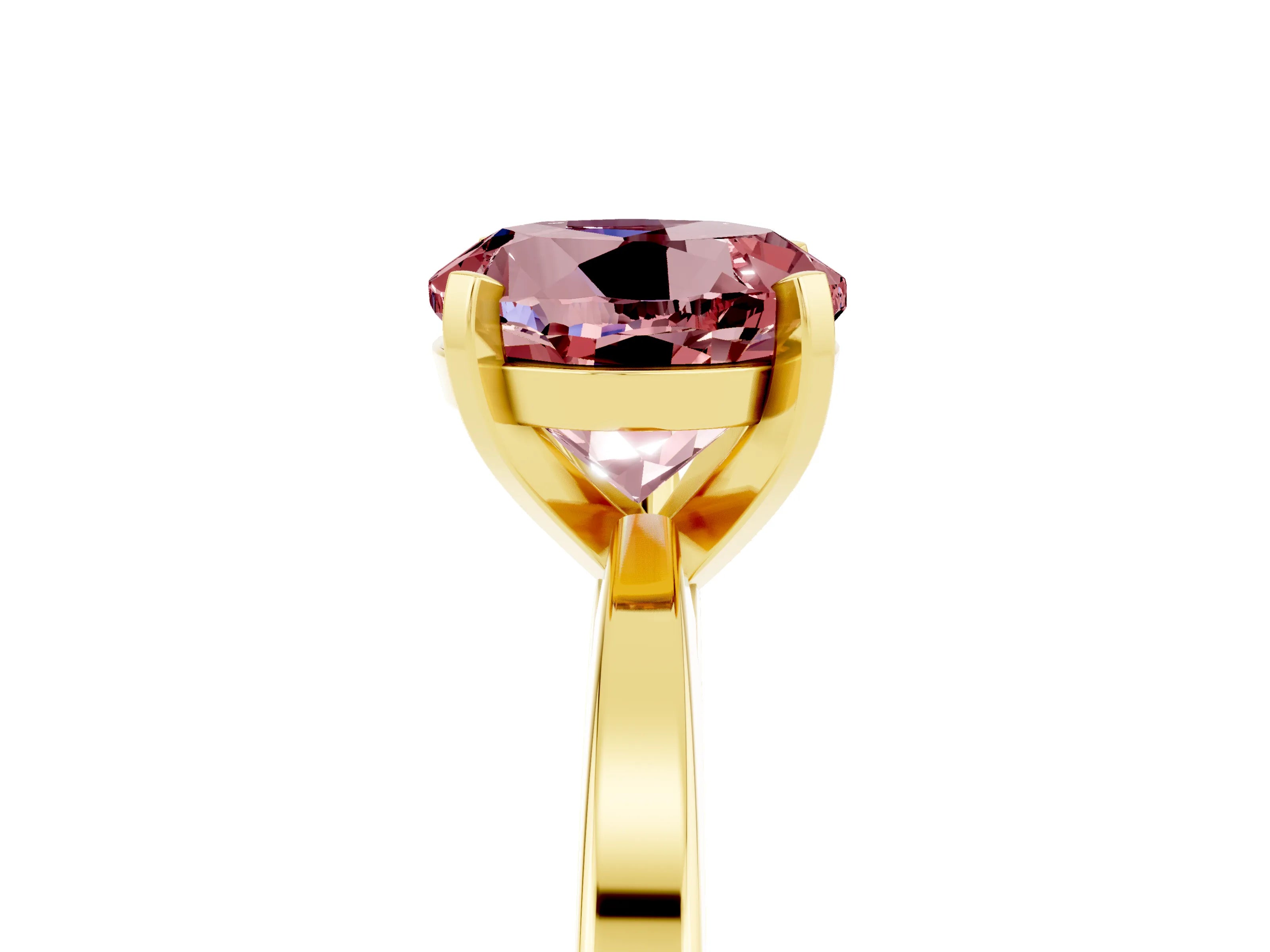 Yellow gold Round Cut Morganite Solitaire Engagement Ring with Classic Band and Four-Prong Setting_29