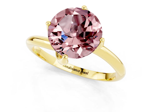 Yellow gold Round Cut Morganite Solitaire Engagement Ring with Four-Prong Setting and Classic Band_13