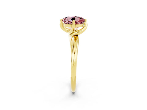 Yellow gold Round Cut Morganite Solitaire Engagement Ring with Four-Prong Setting and Classic Band_14