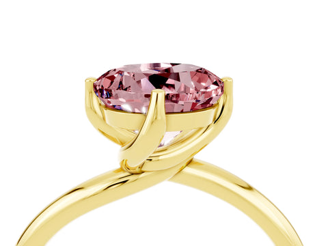 Yellow gold Round Cut Morganite Solitaire Engagement Ring with Four-Prong Setting and Classic Band_16