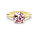 Yellow gold Round Cut Morganite Solitaire Engagement Ring with Round Band and Four-Prong Setting