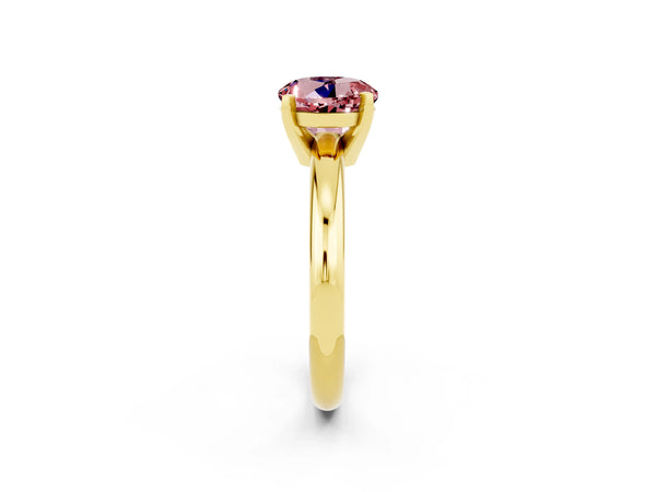 Yellow gold Round Cut Morganite Solitaire Engagement Ring with Round Band and Four-Prong Setting