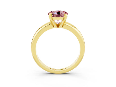 Yellow gold Round Cut Morganite Solitaire Engagement Ring with Round Band and Four-Prong Setting_3