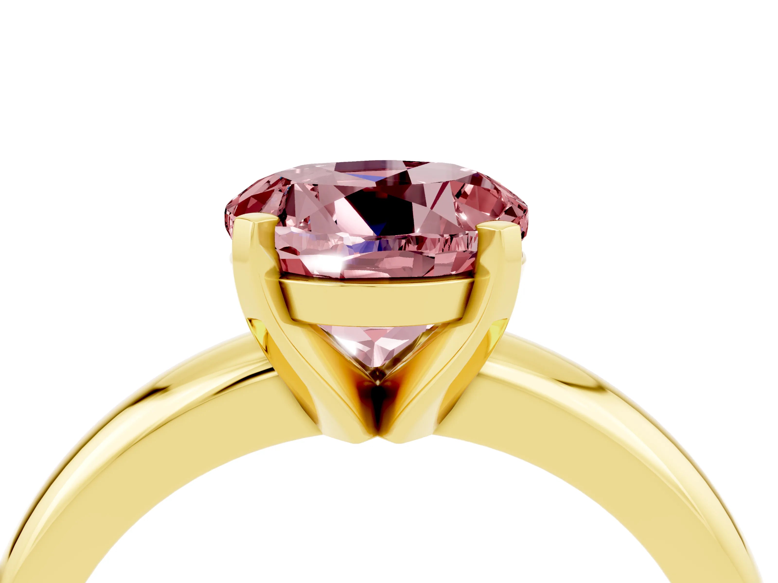Yellow gold Round Cut Morganite Solitaire Engagement Ring with Round Band and Four-Prong Setting_4