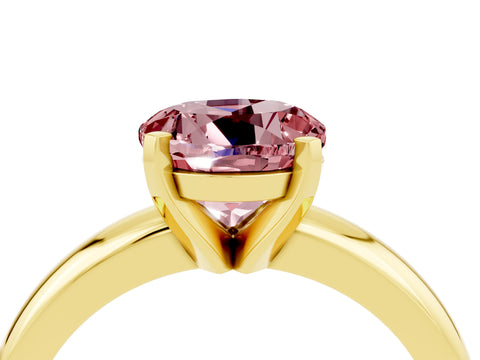 Yellow gold Round Cut Morganite Solitaire Engagement Ring with Round Band and Four-Prong Setting_4