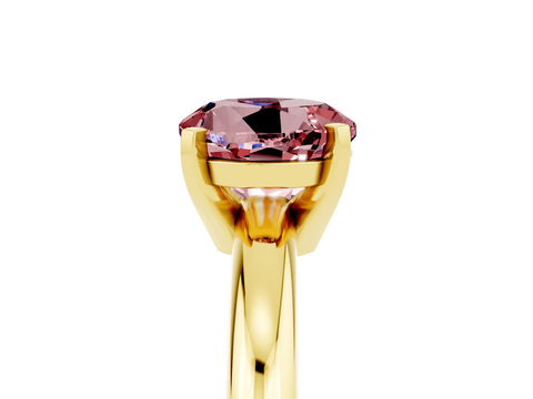 Yellow gold Round Cut Morganite Solitaire Engagement Ring with Round Band and Four-Prong Setting_5