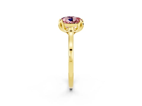 Yellow gold Round Cut Morganite Solitaire Ring with Flower Prong Setting and Classic Band_14
