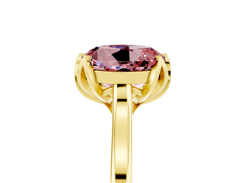 Yellow gold Round Cut Morganite Solitaire Ring with Flower Prong Setting and Classic Band_17