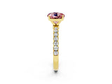 Yellow gold Round Cut Morganite Solitaire Ring with Pavé Accents and Four-Prong Setting_2