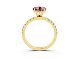 Yellow gold Round Cut Morganite Solitaire Ring with Pavé Accents and Four-Prong Setting_3