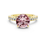 Yellow gold Round Cut Morganite Solitaire Ring with Pavé Band and Four-Prong Setting_12