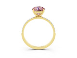 Yellow gold Round Cut Morganite Solitaire Ring with Pave Band and Four Prong Setting_27