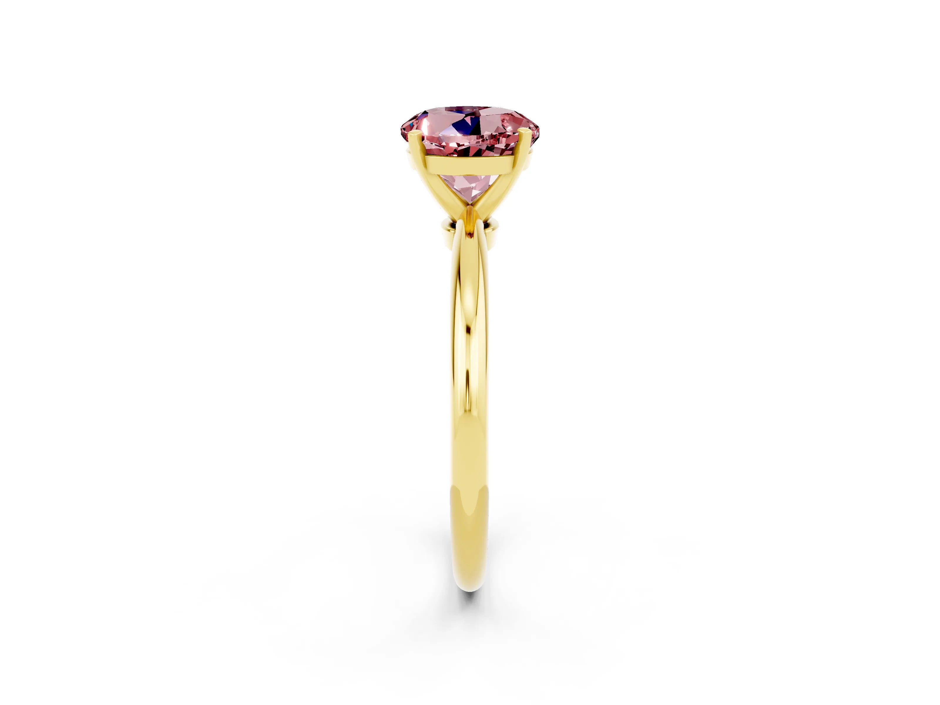 Yellow gold Round Cut Morganite Solitaire Ring with Six-Prong Setting and Classic Band_2