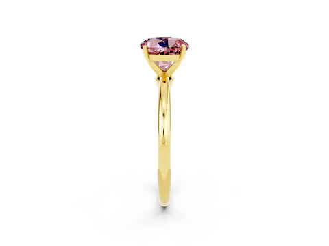 Yellow gold Round Cut Morganite Solitaire Ring with Six-Prong Setting and Classic Band_2