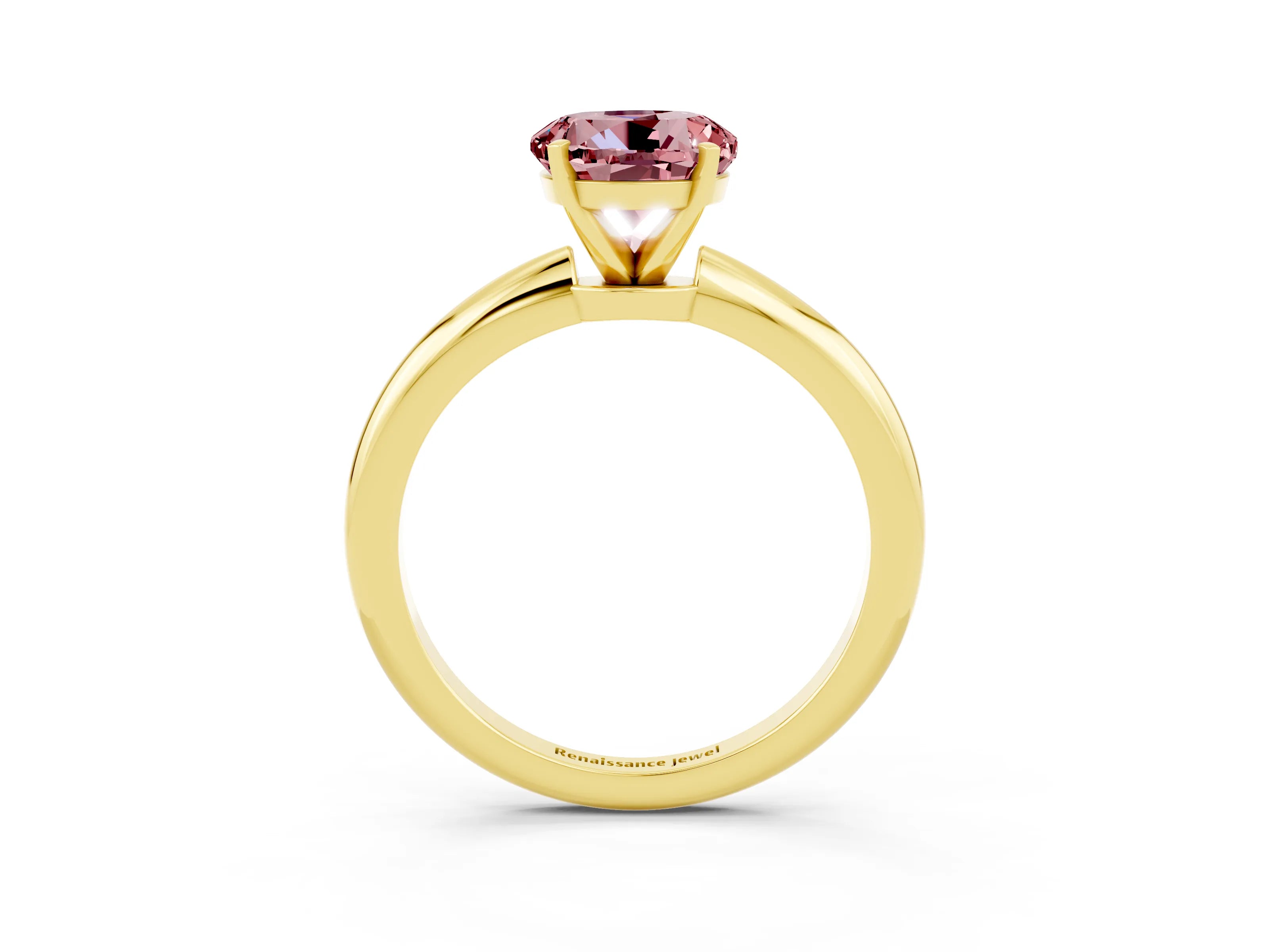 Yellow gold Round Cut Morganite Solitaire Ring with Six-Prong Setting and Classic Band_3