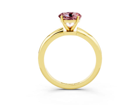 Yellow gold Round Cut Morganite Solitaire Ring with Six-Prong Setting and Classic Band_3