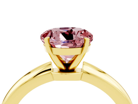 Yellow gold Round Cut Morganite Solitaire Ring with Six-Prong Setting and Classic Band_4