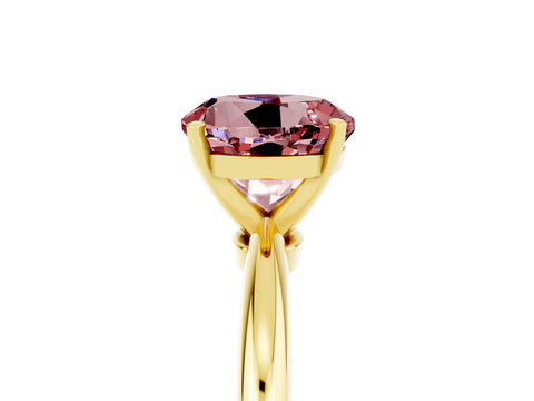 Yellow gold Round Cut Morganite Solitaire Ring with Six-Prong Setting and Classic Band_5