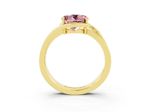 Yellow gold Round Cut Morganite Solitaire Ring with Split Shank and Prong Setting_3