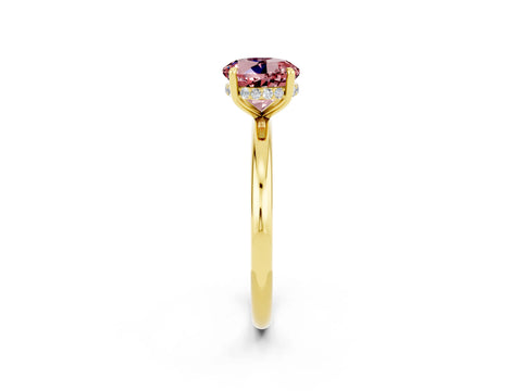 Yellow gold Round Cut Morganite Solitaire Ring with Thin Band and Four-Prong Setting_14