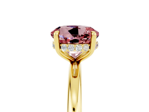 Yellow gold Round Cut Morganite Solitaire Ring with Thin Band and Four-Prong Setting_17