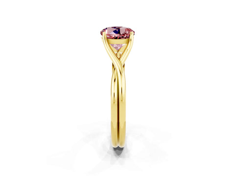 Yellow gold Round Cut Morganite Solitaire Twist Band Prong Setting Ring_48