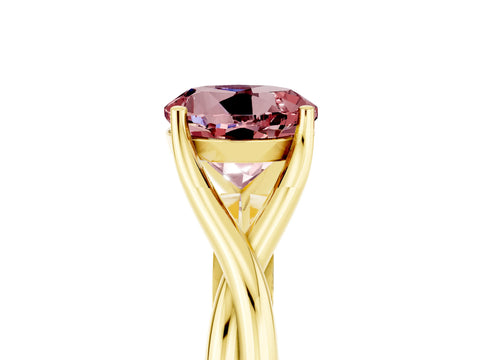 Yellow gold Round Cut Morganite Solitaire Twist Band Prong Setting Ring_51