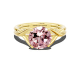 Yellow gold Round Cut Morganite Solitaire Twist Band Prong Setting Ring_55