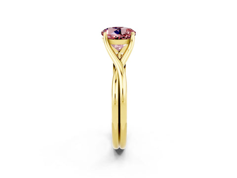 Yellow gold Round Cut Morganite Solitaire Twist Band Prong Setting Ring_57