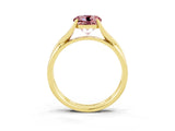 Yellow gold Round Cut Morganite Solitaire Twist Band Prong Setting Ring_58