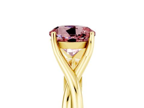 Yellow gold Round Cut Morganite Solitaire Twist Band Prong Setting Ring_60