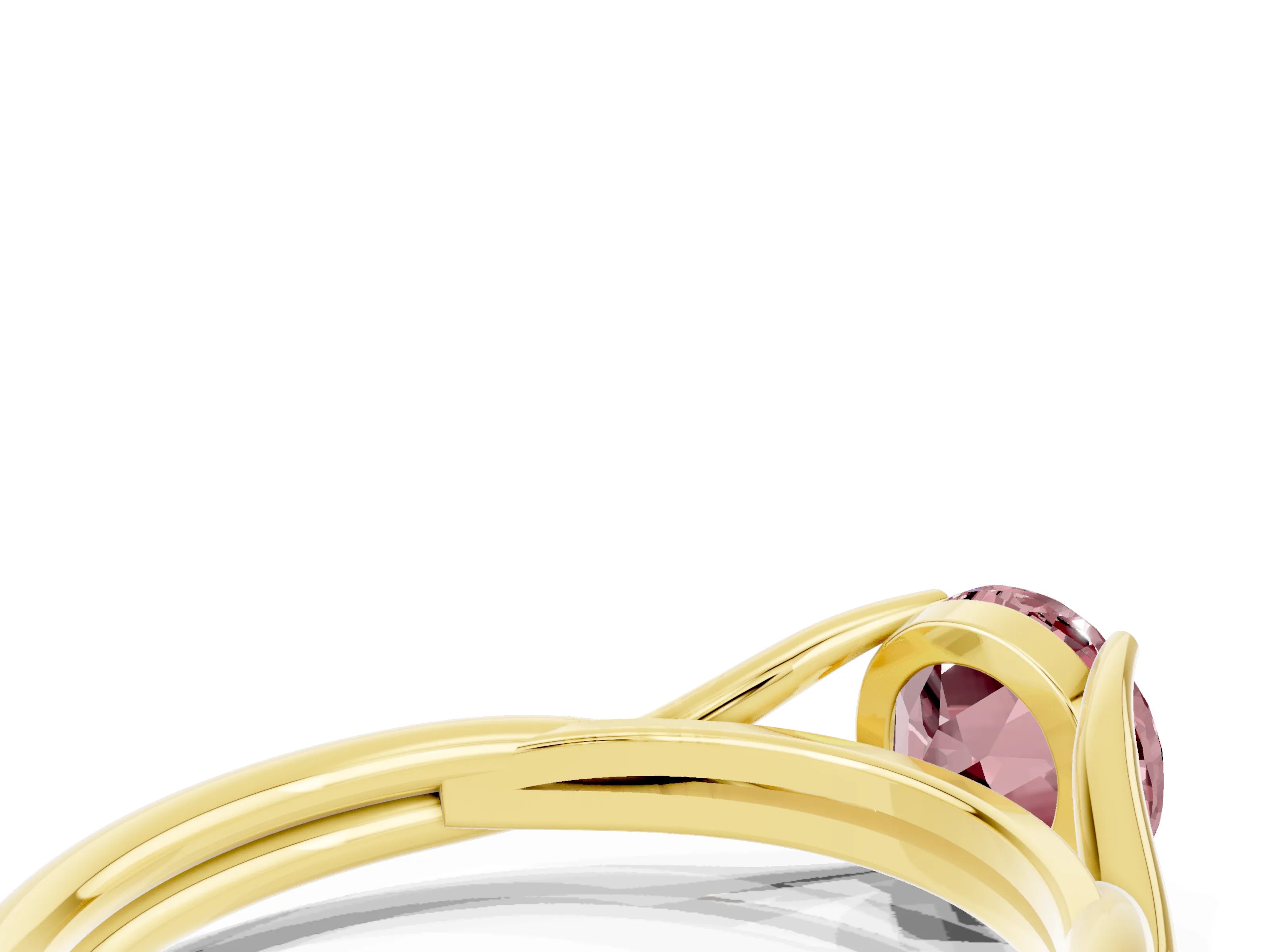 Yellow gold Round Cut Morganite Solitaire Twist Band Prong Setting Ring_67