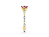 Yellow gold Round Cut Morganite Solitaire with Side Stones on a Pavé Band and Four-Prong Setting_2