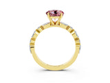 Yellow gold Round Cut Morganite Solitaire with Side Stones on a Pavé Band and Four-Prong Setting_3